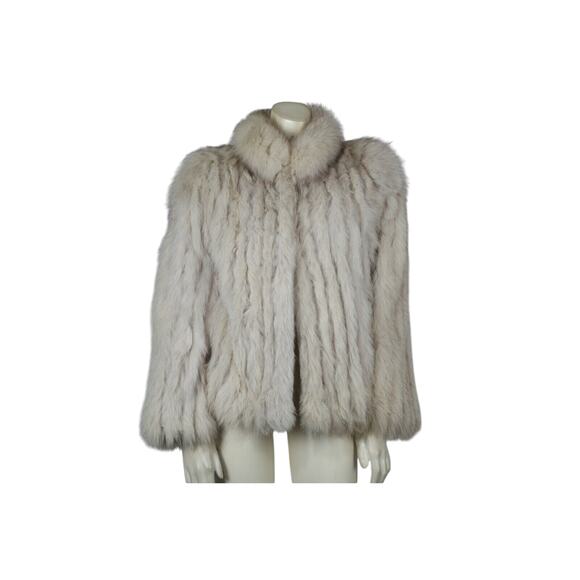 Vintage SAGA FOX Ivory Fox Fur Jacket  Collared Short Winter Coat Size M - Picture 1 of 9